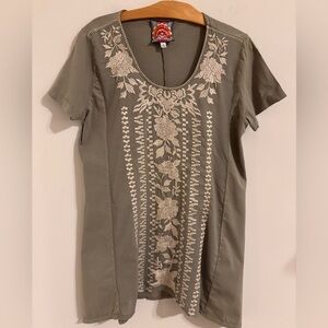Johnny Was Letty Heavily Embroidered Tunic Tee